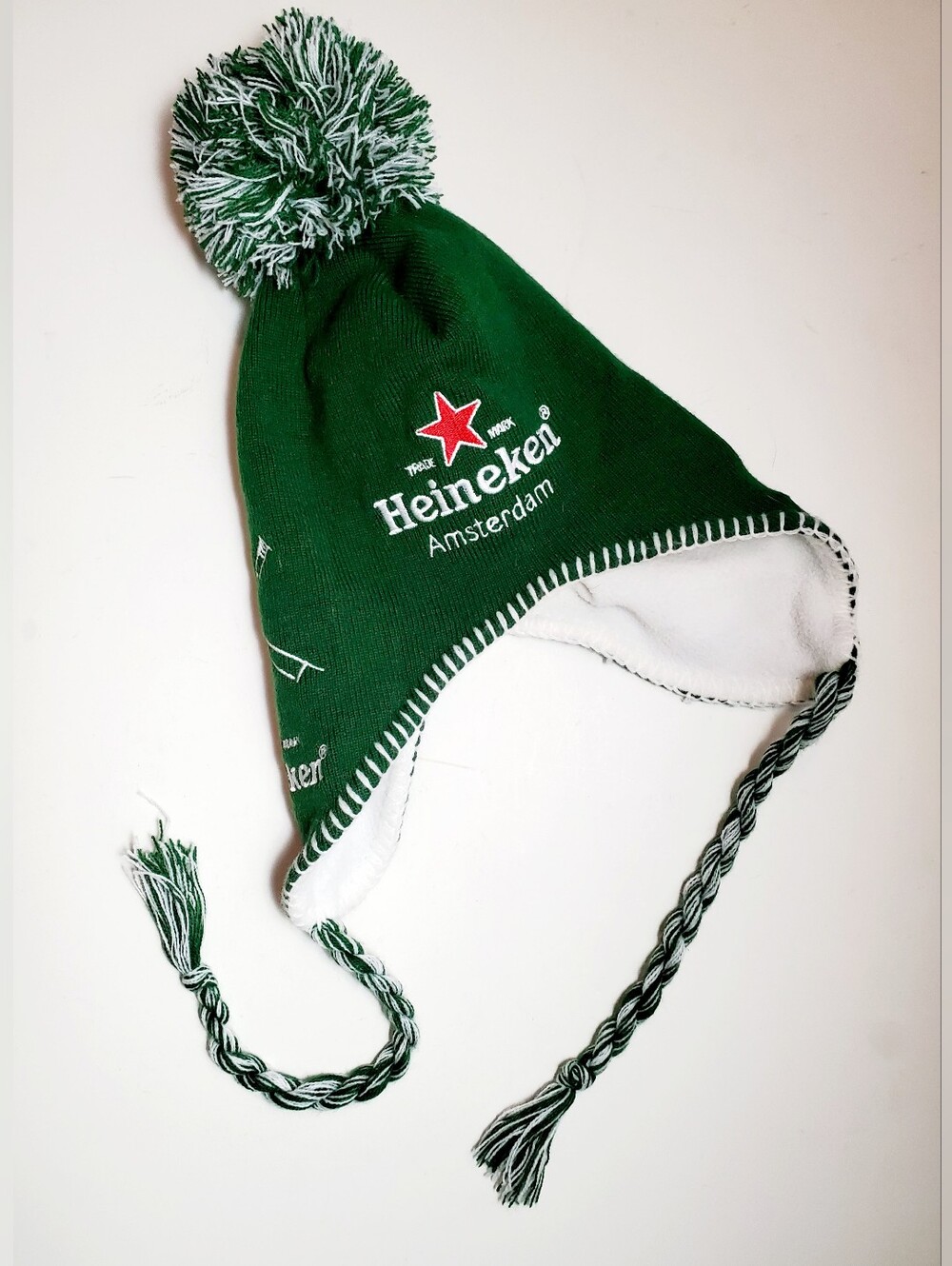 Y2K Heineken Pom Pom Adult Unisex Winter Beanie Hat OSFM